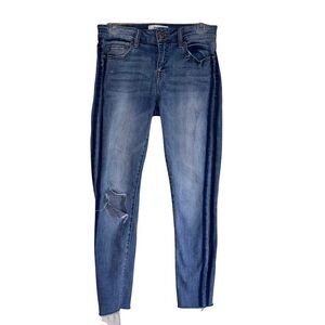 Pistola Women’s Medium Wash Side Striped Ripped Distressed Skinny Jeans Size 27
